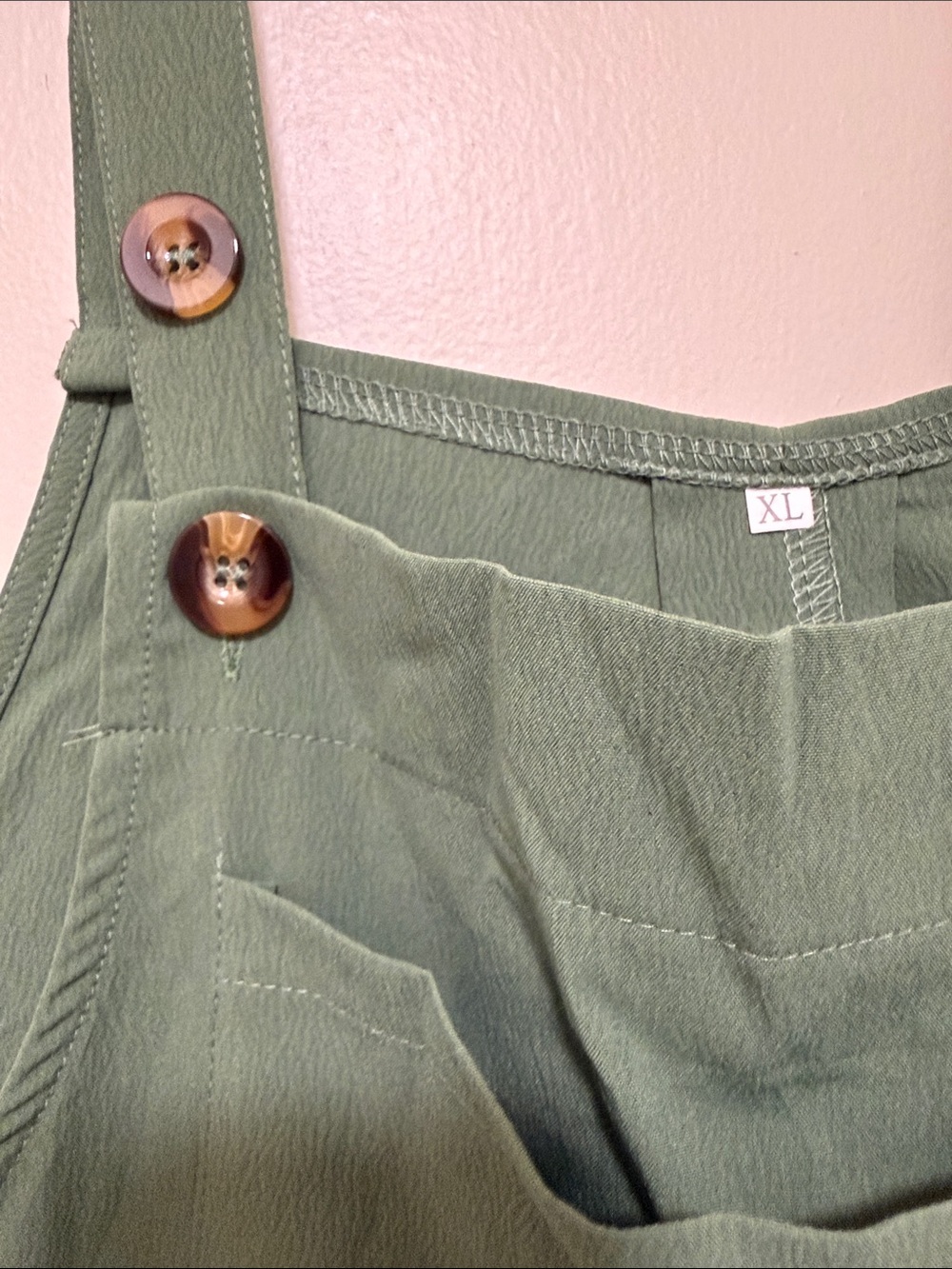 Forest Green Wide-Leg Overall Jumpsuit with Front Bib - Picture 3 of 4